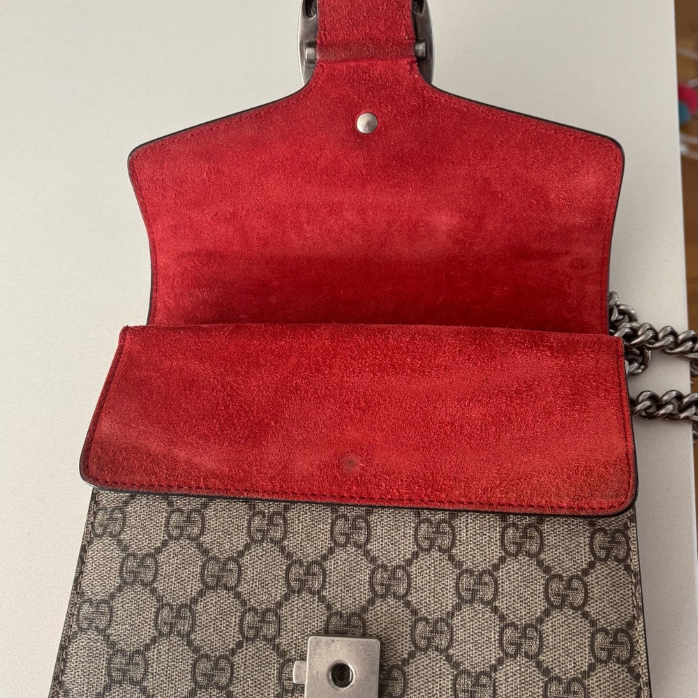 Gucci Mini Dionysus Monogram Shoulder Crossbody Bag with Red Suede Accents - Picture 7 of 13